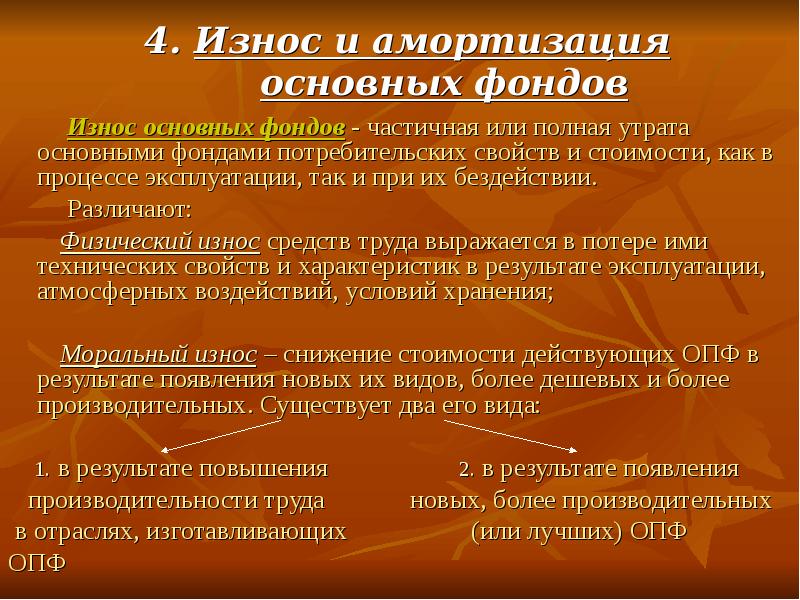 Износ основных фондов презентация