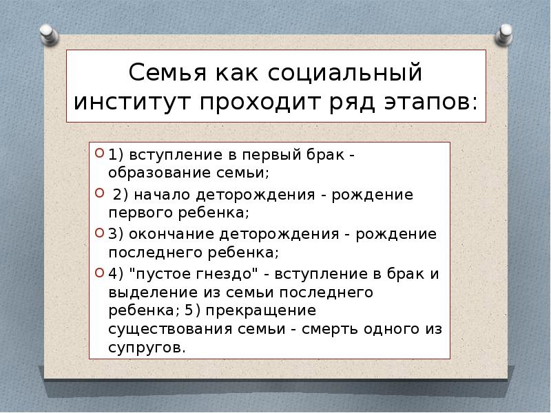 Эволюция института семьи в россии проект