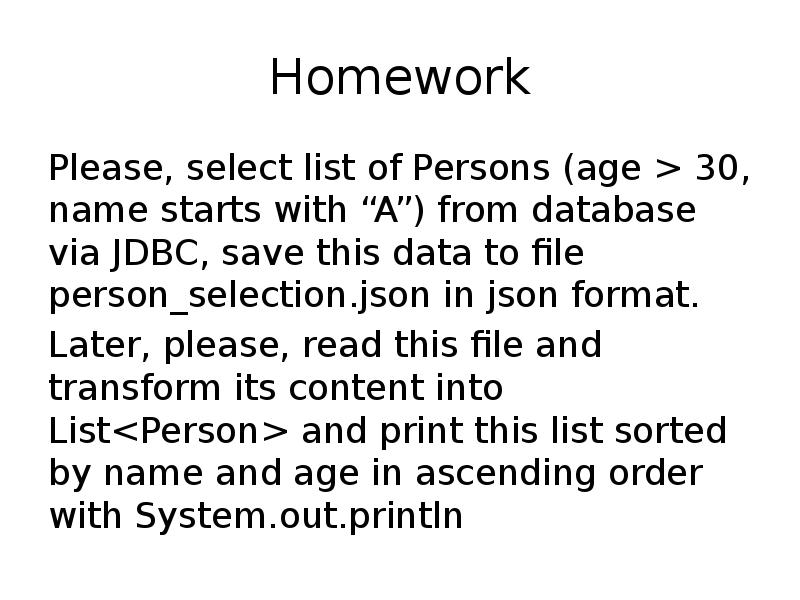 Homework Please, select list of Persons (age > 30, name starts