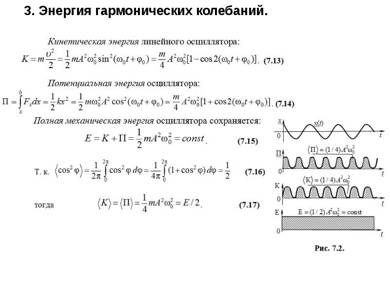 Энергия гармонических колебаний