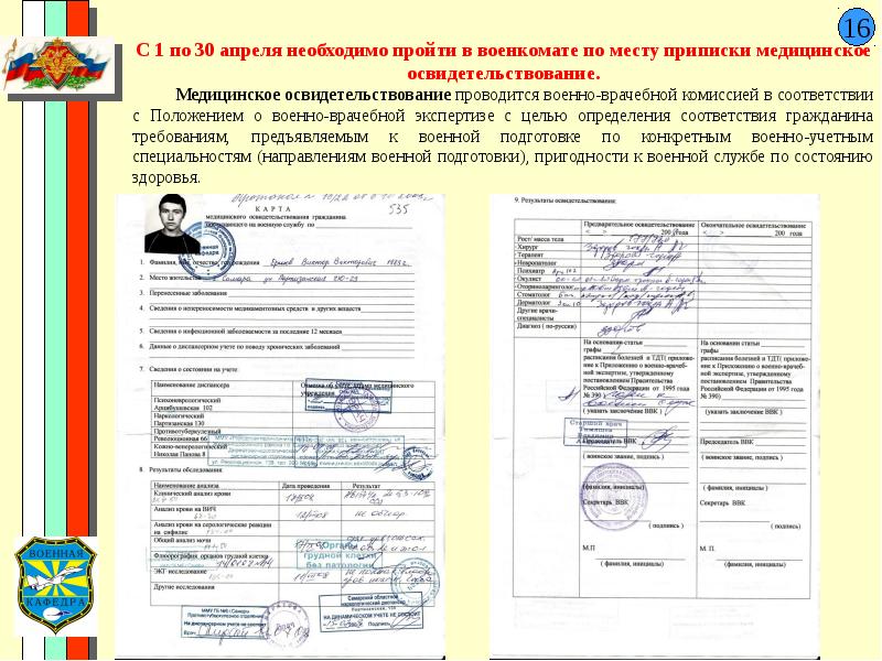 Медицинская карта для военной кафедры