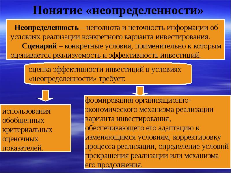 Понятие неопределенности инвестиционного проекта