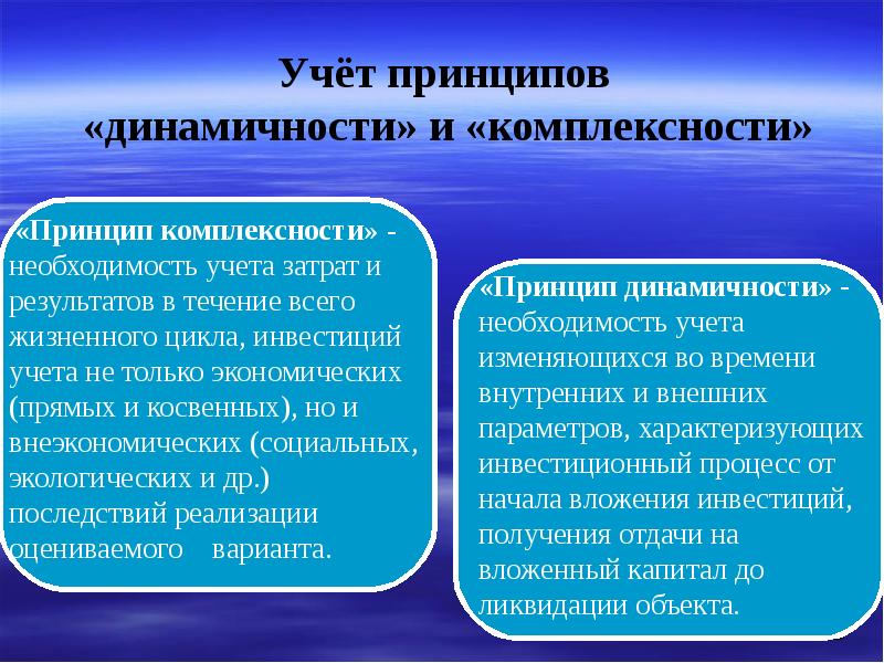 Учитывать принципы. Принцип комплексности. Принцип динамичности. Инвестиция прямая и косвенная. Необходимость инвестиционных вложений.