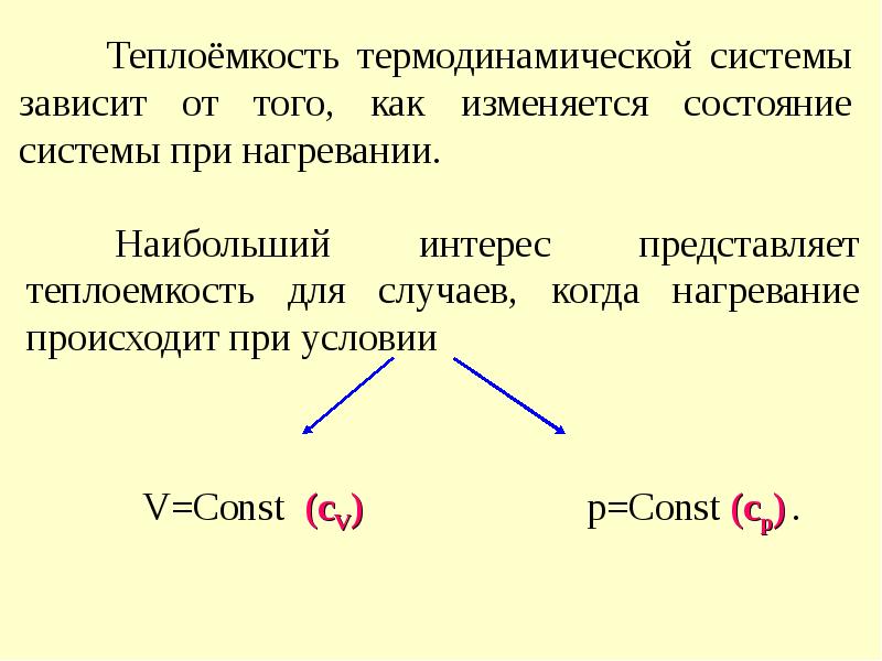 Теплоемкость равна 0