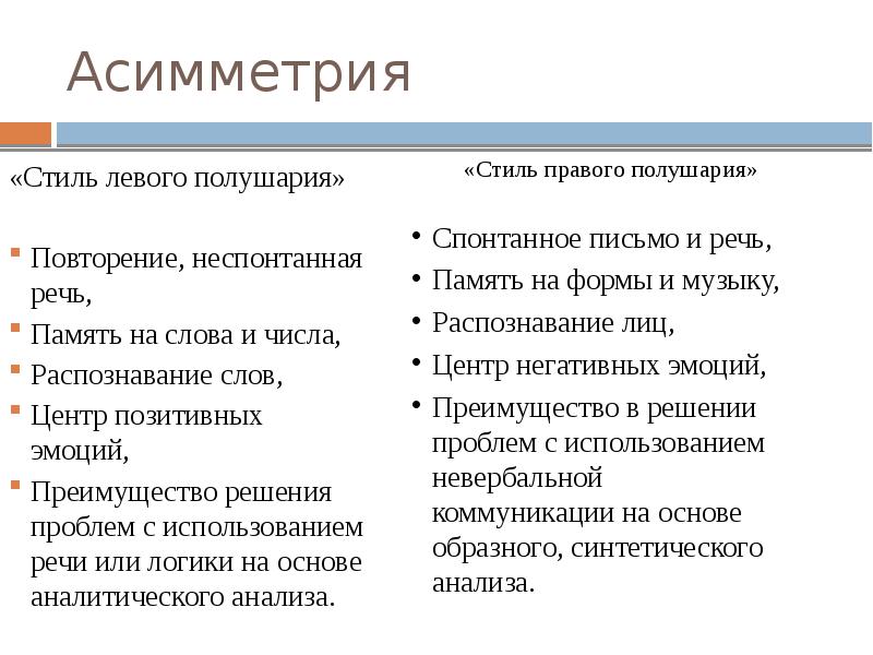 Память речь. Сравнение правого и левого полушария. Стиль левого полушария. Свойства стиля левого полушария. Стили левого и правого полушария.