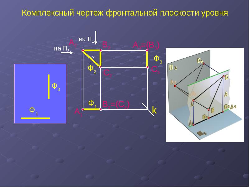 На комплексном чертеже прямые линии обозначаются