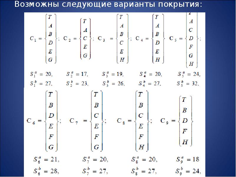 Следующие варианты. Следующий вариант.