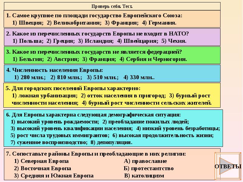 Зарубежная европа 11 класс география презентация