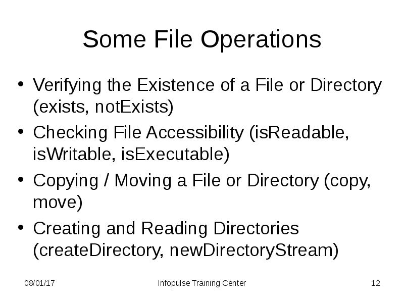 An Operation filed. Basic i co. Directory stream