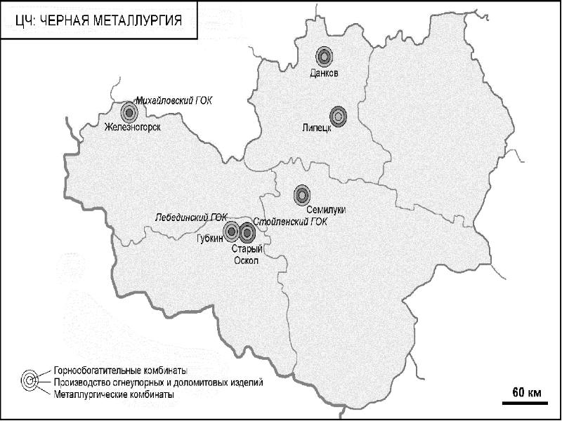 Центрально черноземный район контурная карта