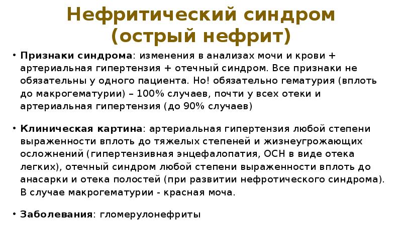 Острый нефрит симптомы