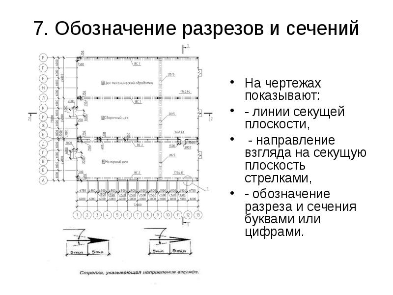 Показать разрез на плане