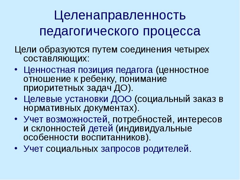 Компоненты педагогического процесса