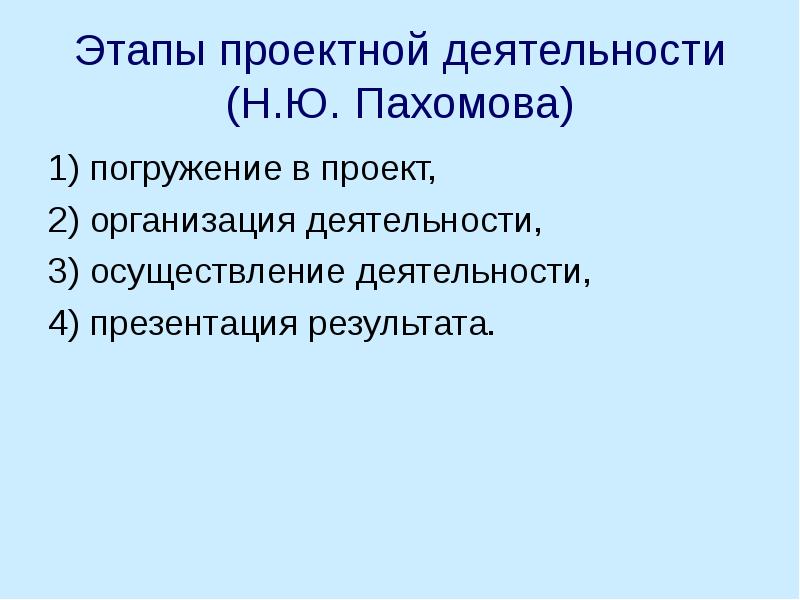 Пахомова н ю метод учебного проекта в образовательном учреждении м 2015