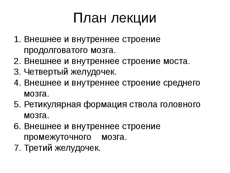 Функции ствола головного мозга