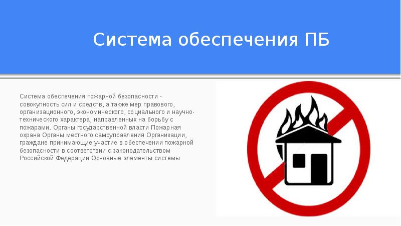 Система обеспечения пожарной безопасности презентация