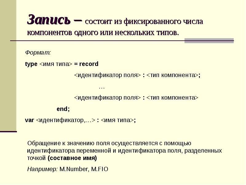 Из чего состоит запись. Из чего состоит запись