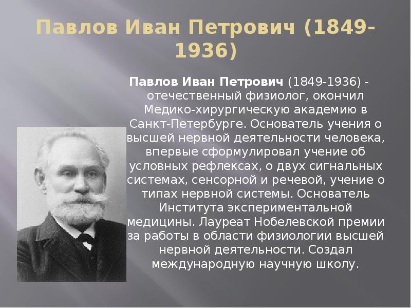 Иван петрович павлов презентация по биологии