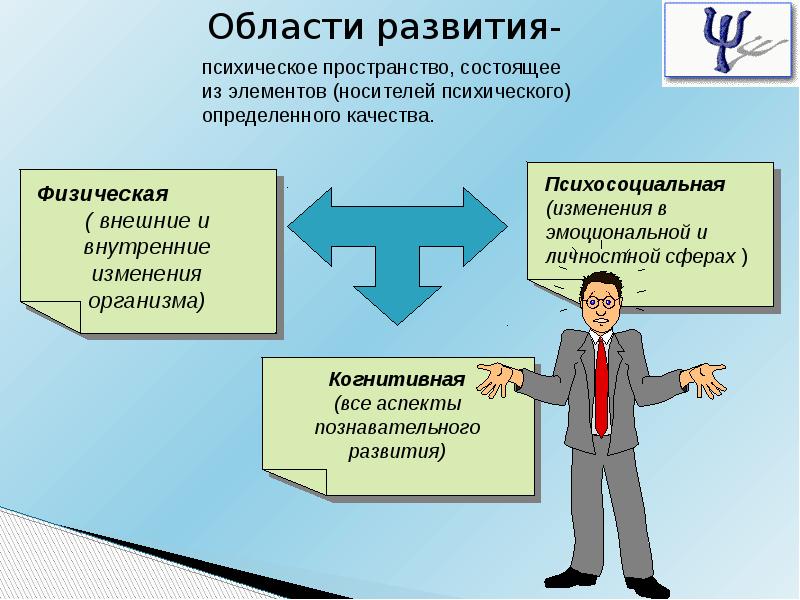 Психологическое развитие человека в образовании. Психическое развитие. Сферы развития психики человека.