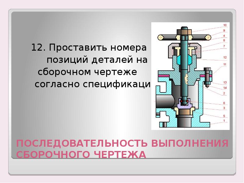 Номера позиций на сборочных чертежах наносят