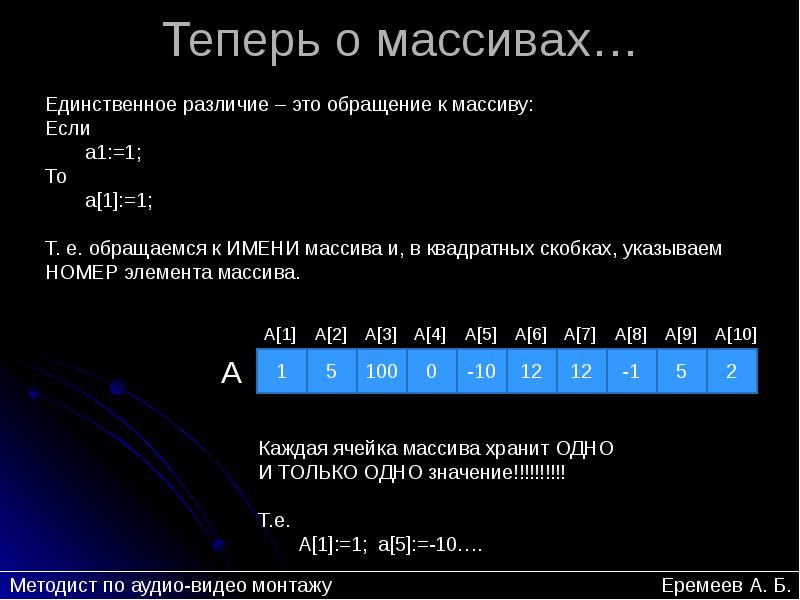 Презентация по массивам