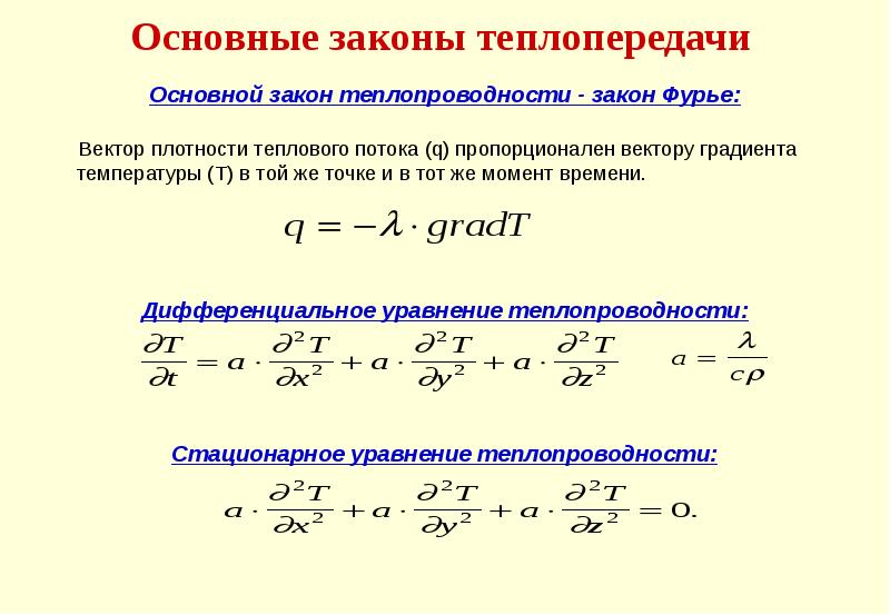 Теплопроводность закон фурье коэффициент теплопроводности