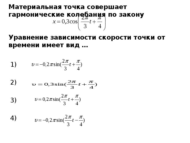 Точка совершает гармонические колебания