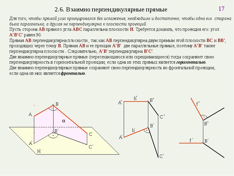 Чертеж перпендикулярной прямой