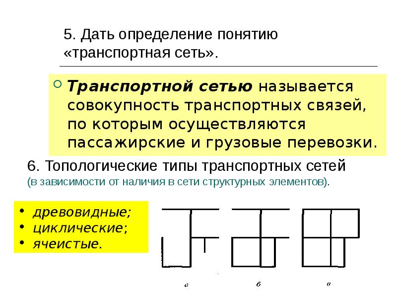 Особенности транспортной сети