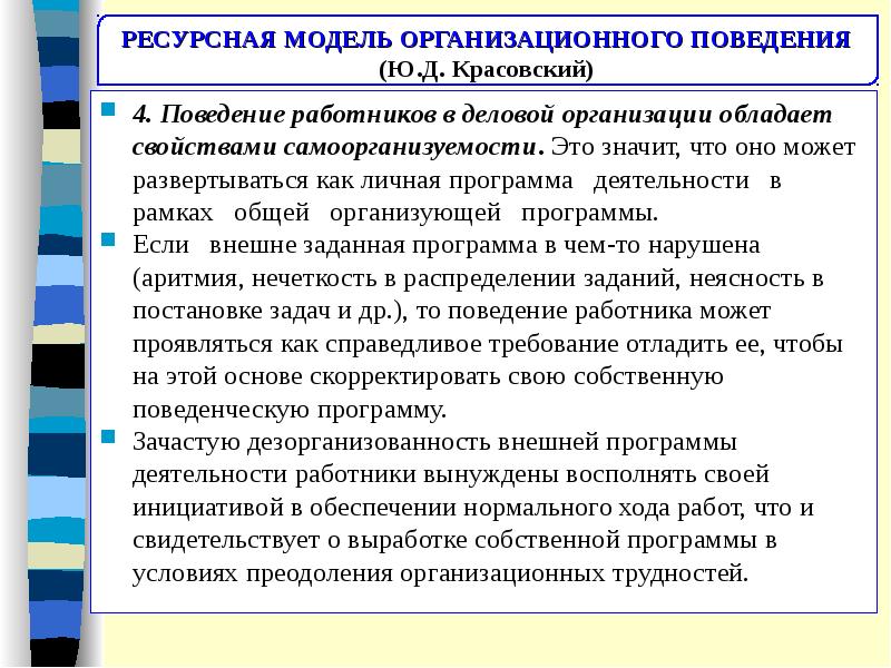 Определение организационному поведению. Особенности поведения работников. Характеристика типов поведения. Работника. Самоорганизуемость общества это. Ресурсная концепция организационного поведения Красовский.