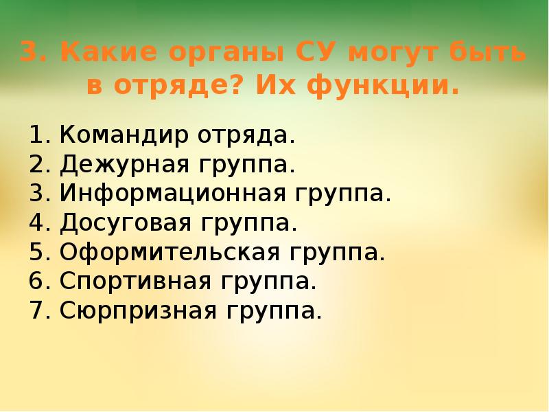 Самоуправление в лагере схема