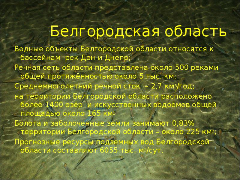 Составить бо. Водные богатства Белгородского края.