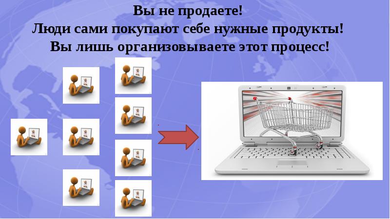 Вы не продаете! Люди сами покупают себе нужные продукты! 