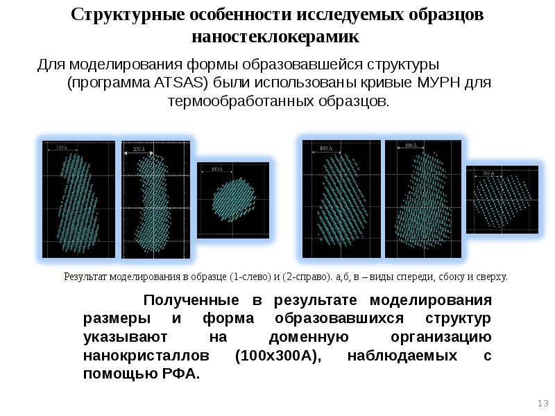 Структурные особенности исследуемых образцов наностеклокерамик Структурные особенности исследуемых образцов наностеклокерамик
