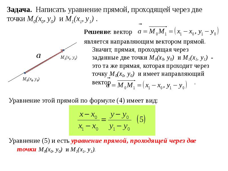 Составить уравнение прямой проходящей через 2 точки