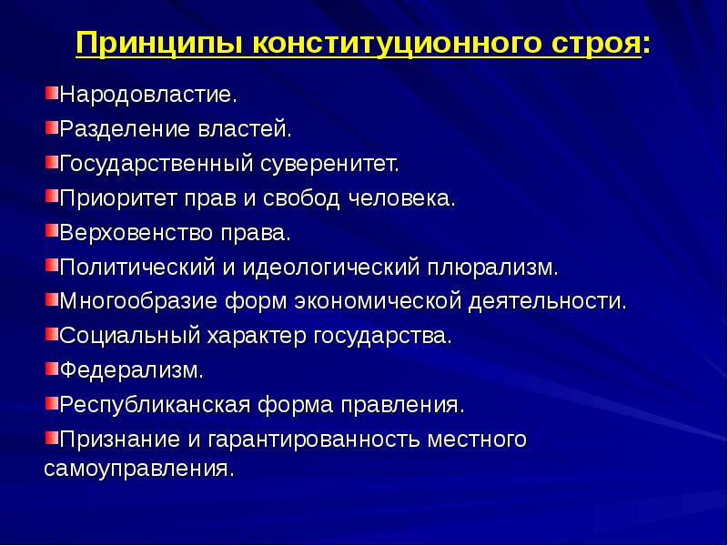 Строй принцип. Принципы конституционного строя РФ Разделение властей. Основы конституционного строя РФ Народовластие федерализм. Основы конституционного строя Народовластие. Принципы конституционного строя верховенство государства.