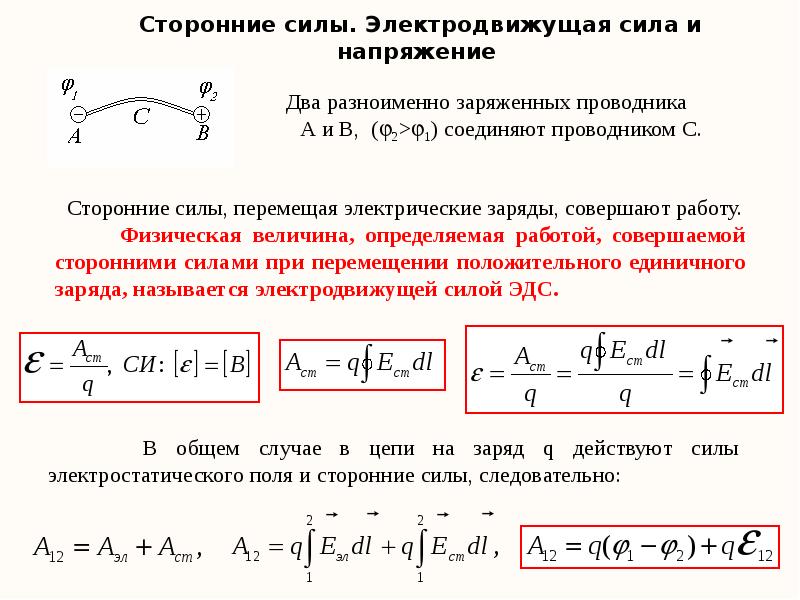 Работа сторонних сил