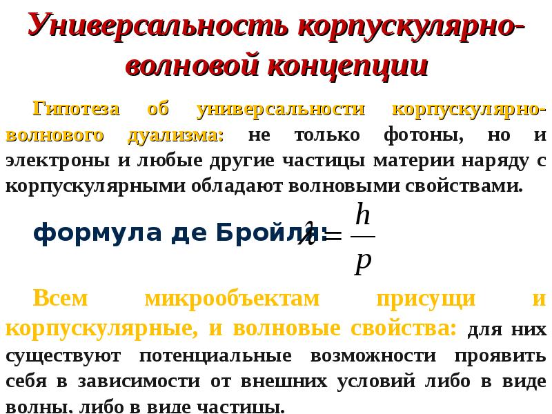 Гипотеза де бройля корпускулярно волновой дуализм