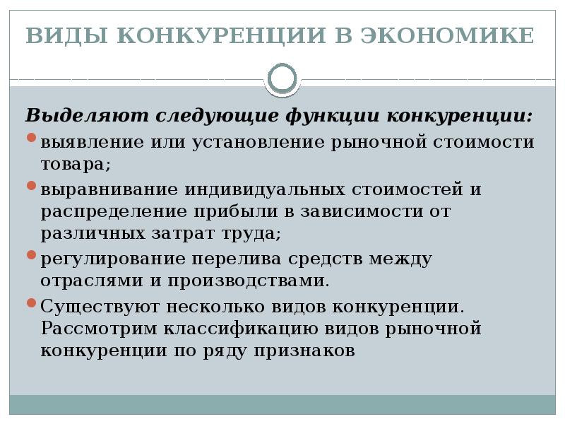 Функциями конкуренции являются