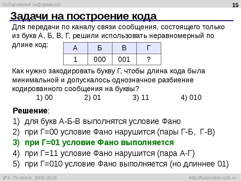 По каналу связи передаются 7 сообщений. Построение кода. Однозначное разбиение кодированного сообщения на буквы. Для передачи по каналу связи сообщения состоящего из букв а б в г. Для передачи по каналу связи сообщения состоящего только из букв.