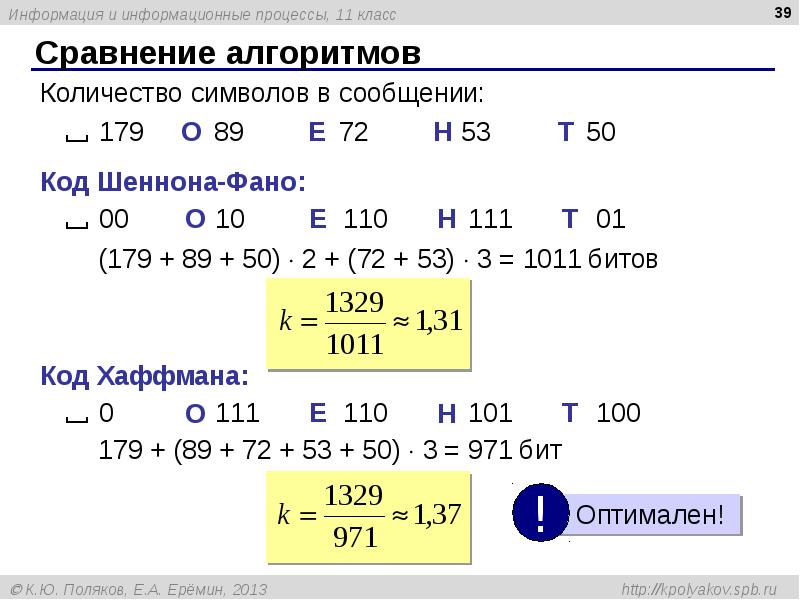 Сравнение алгоритмов Сравнение алгоритмов