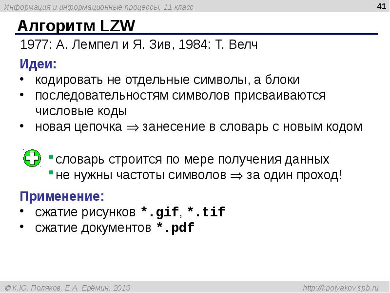 Алгоритм LZW Алгоритм LZW