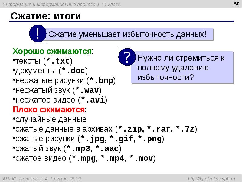 Сжатие: итоги Сжатие: итоги