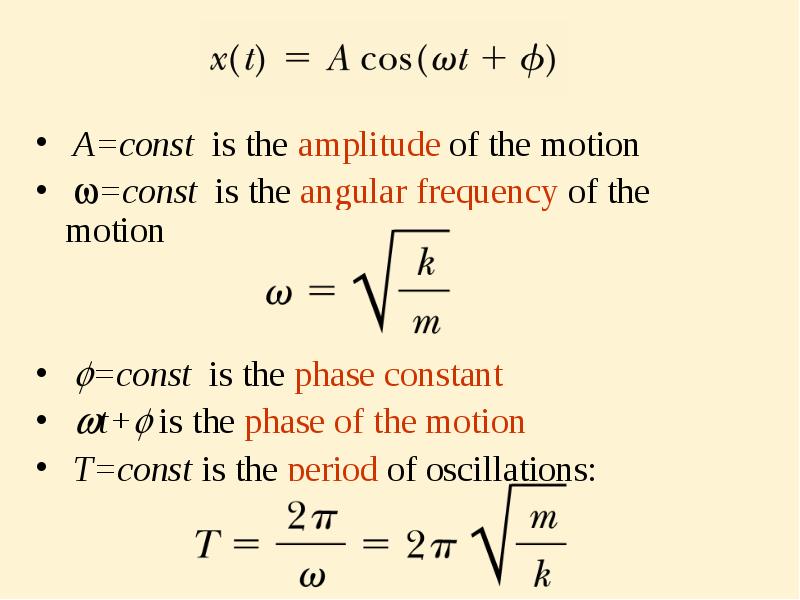 A=const is the amplitude of the motion
=const is the A=const is the amplitude of the motion
=const is the