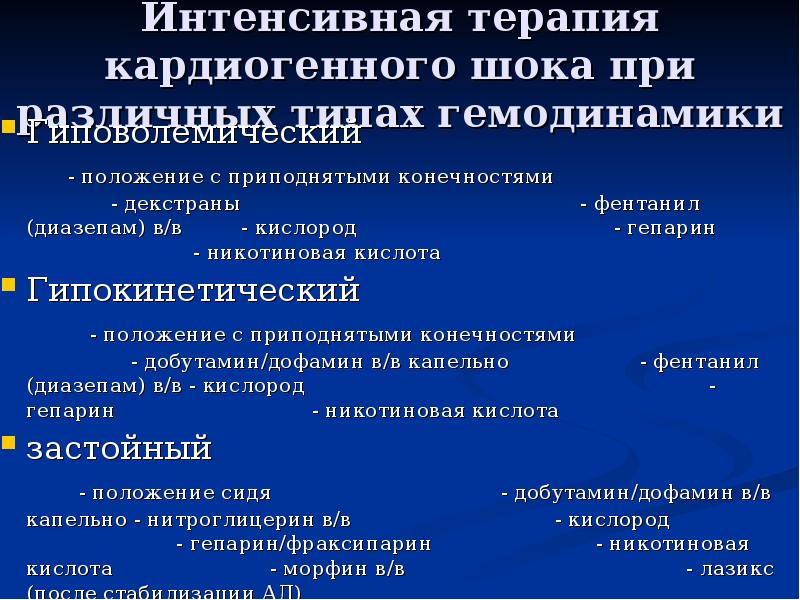 Кардиогенный шок препараты выбора