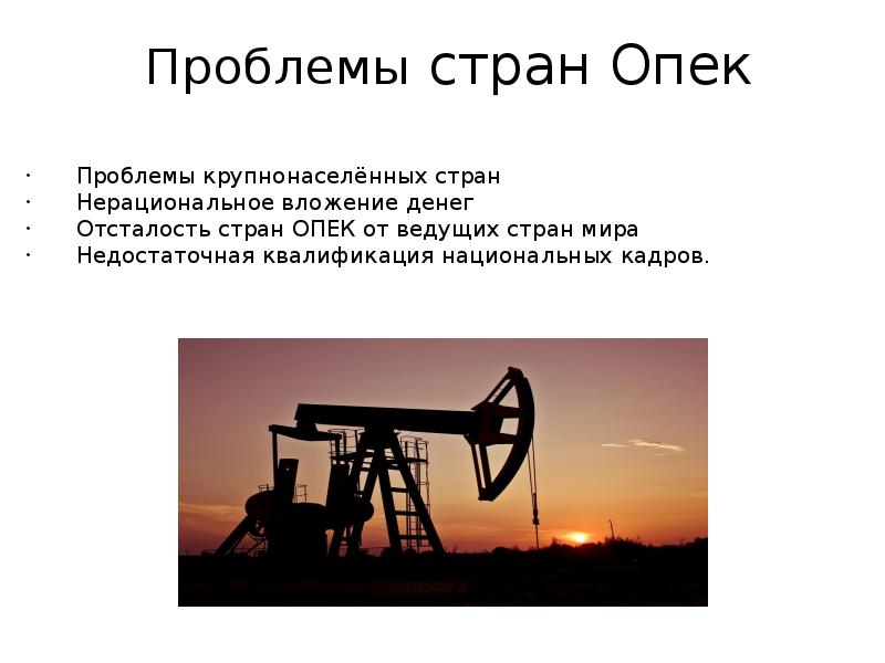 Страна нефть опек. Проблемы стран ОПЕК. Основные проблемы ОПЕК. Проблемы развития стран ОПЕК. Проблемы ОПЕК кратко.