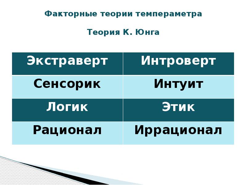 Теория юнга. Теория темперамента Юнга. Факторная теория темперамента. Факторные теории темперамента Юнга.