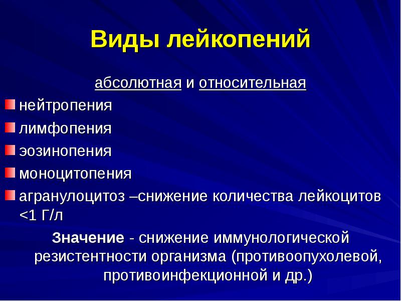 Механизм развития лейкопении