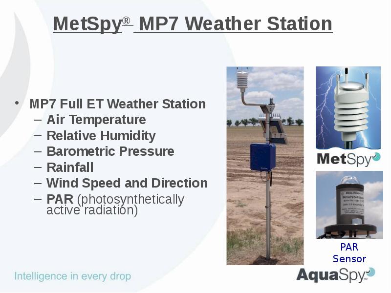 MetSpy® MP7 Weather Station
MP7 Full ET Weather MetSpy® MP7 Weather Station
MP7 Full ET Weather