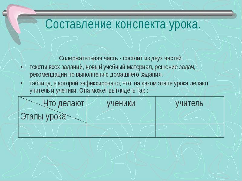 Составление конспекта урока